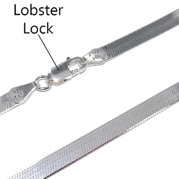 925 Sterling Silver Italy stamped 2.5mm herringbone necklace 16in - Picture 2 of 3